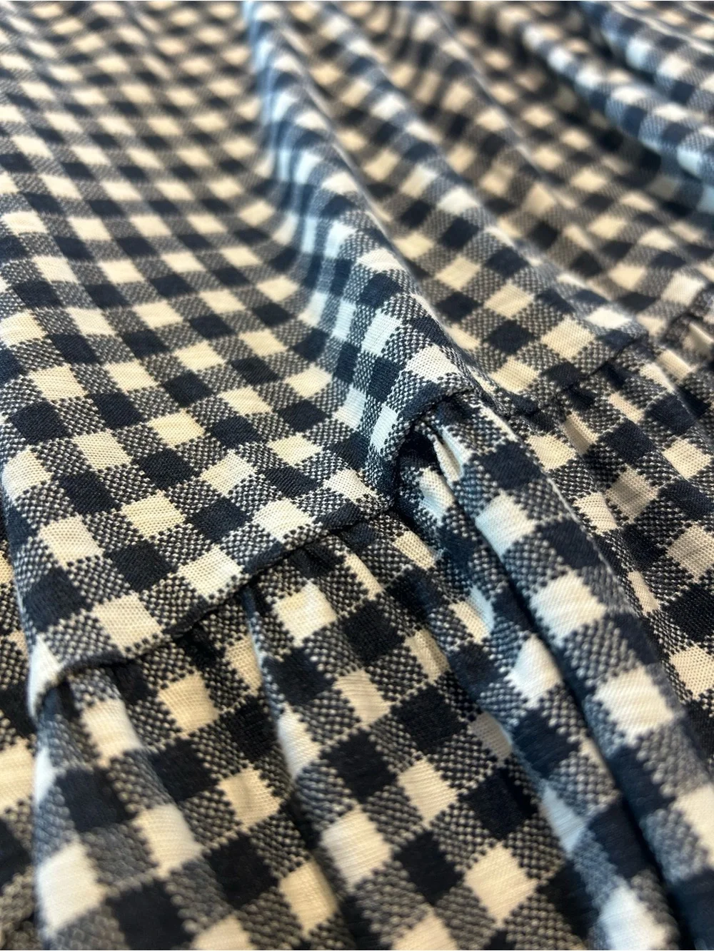 NATION LTD Navy and White Gingham Maxi Skirt - Smocked Waist - Medium
